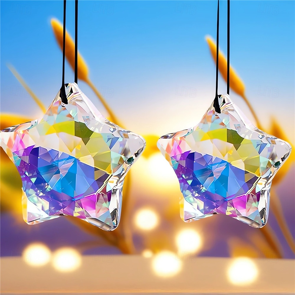 1/6Pcs Rainbow Pentagram Star Crystal Suncatcher  Prism Pendant Crafts for Home Office Garden Decoration Rainbow Maker Window Pendant 2026 - $9.99 –P3
