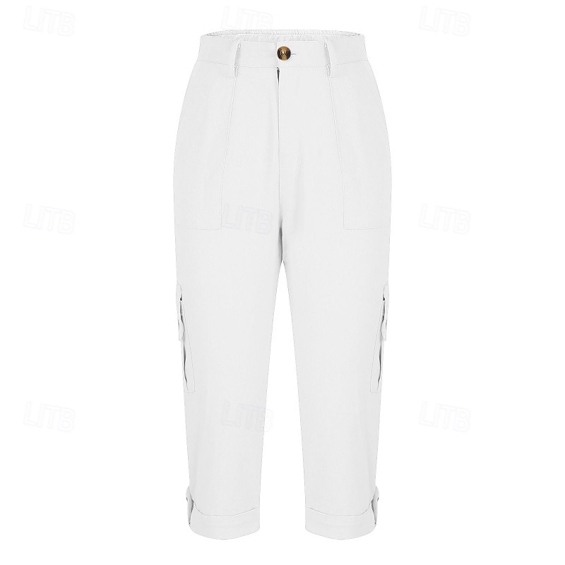 Per donna Pantaloni Cargo Pantaloni capri Chinos Vacanza Streetwear Casual Lunghezza al polpaccio Vita media Semplice Tasca Fascia Elastica Comodo Comodità Inelastico Quotidiano All'aperto Streetwear del 2026 a $33.99 –P11