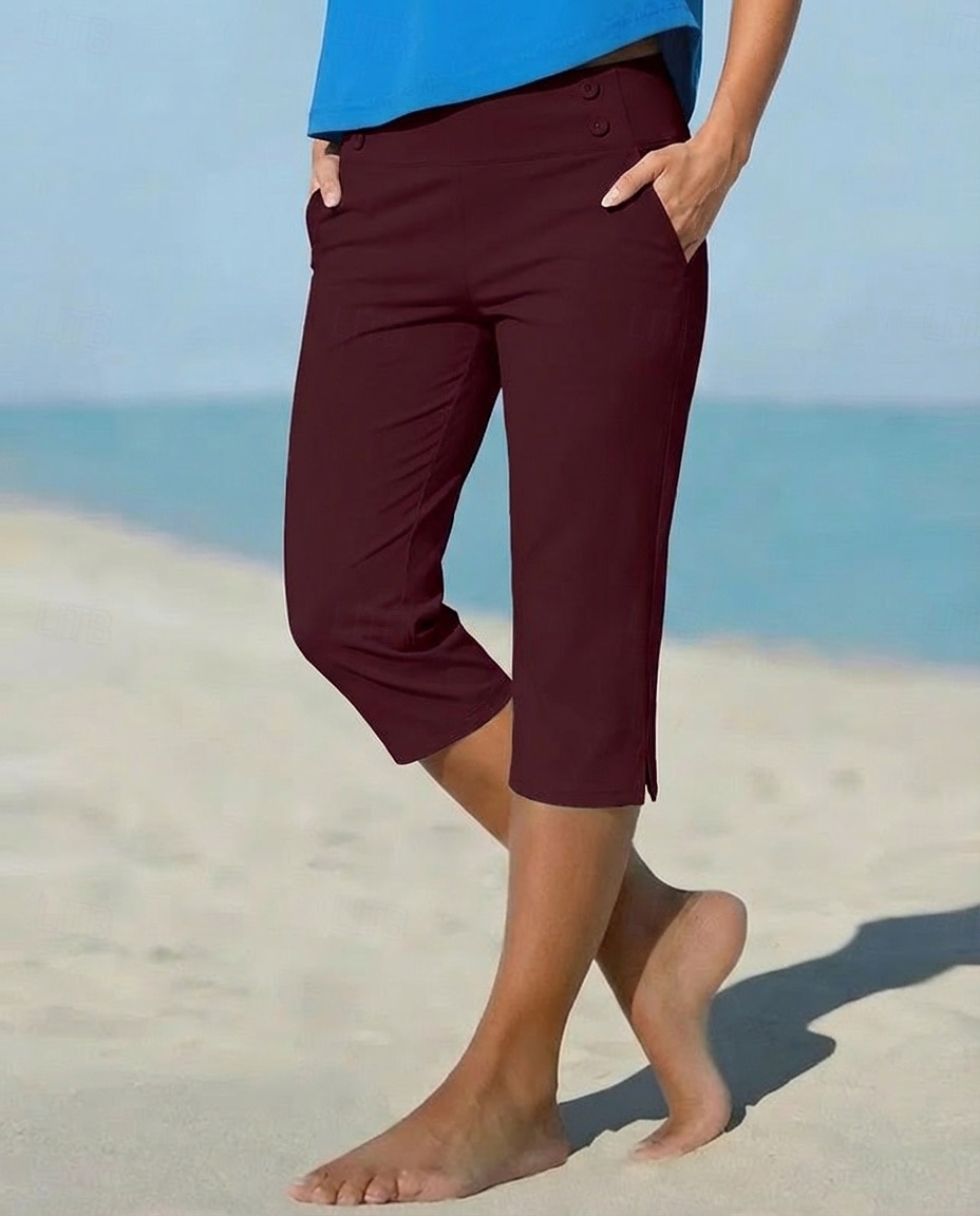 Damen Caprihose Stoffhosen Gemütliche Leggings Urlaub Basic Lässig Wadenlang Natürliche Taille Einfach Seitentaschen Geteilt Bequem Komfort Atmungsaktiv Hohe Elastizität Urlaub Yoga Straße Navy-Blau 2026 - $21.99 –P16