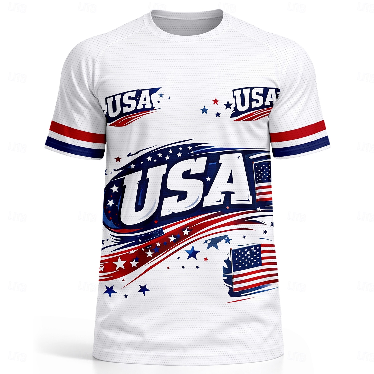 Męskie Koszulka piłkarska Geometryczny USA Flaga Ameryki Bluzki typu pullover Koszulka sportowa Lato Kolorowy blok Krótki rękaw Codzienny Obuwie sportowe Spandeks UPF 50 Szybkie wysychanie Odprowadza 2026 - $18.99 –P3