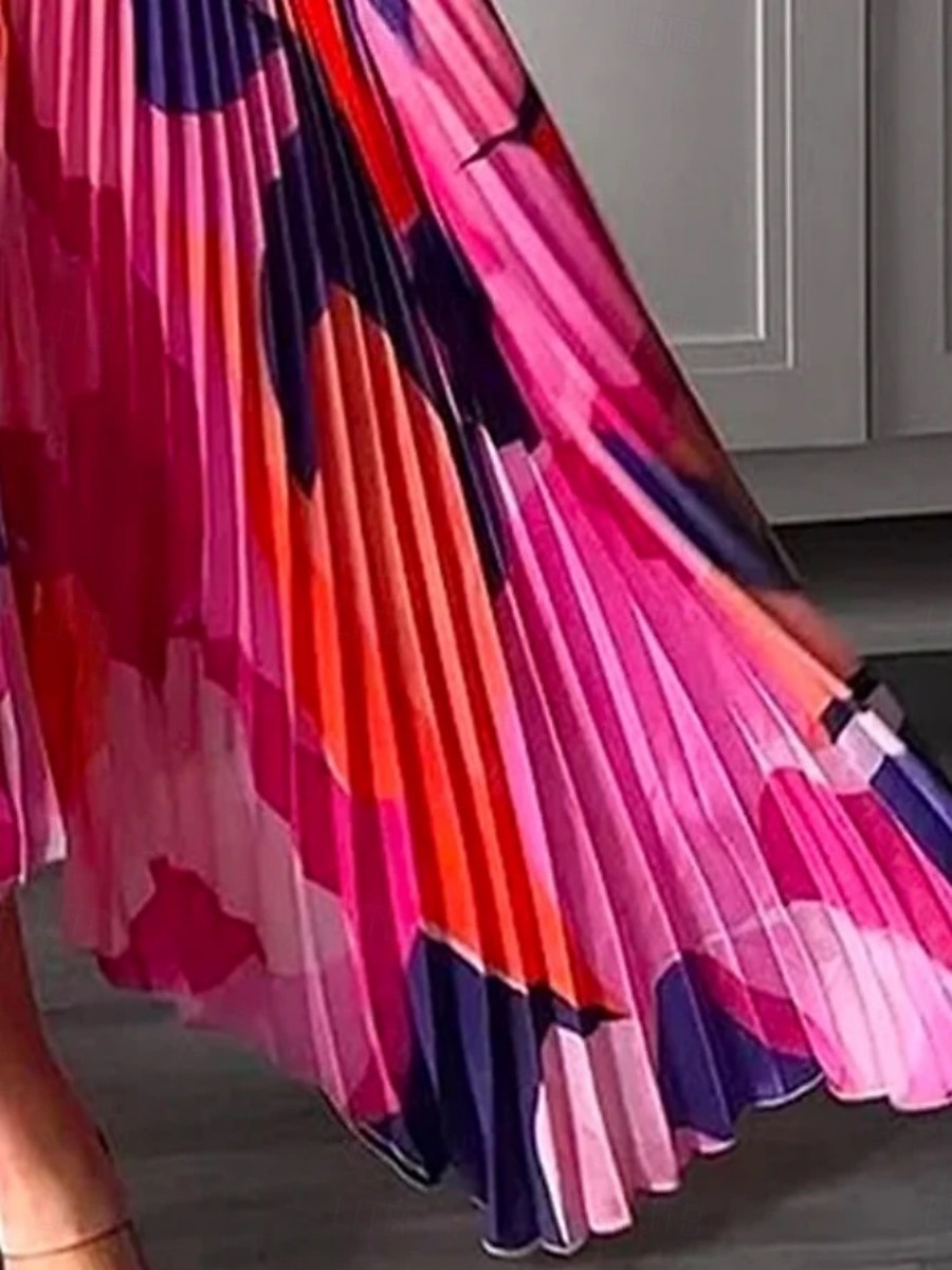 Dames Maxi-jurk Swingjurk Bloemetjesjurk Jurk met halternek Elegant Modieus Modern Buiten Vakantie Feest Ruim Passend Bloemig Mouwloos Halternek Oranje Bruin Rode roos Zomer Lente 2026 - $32.99 –P3