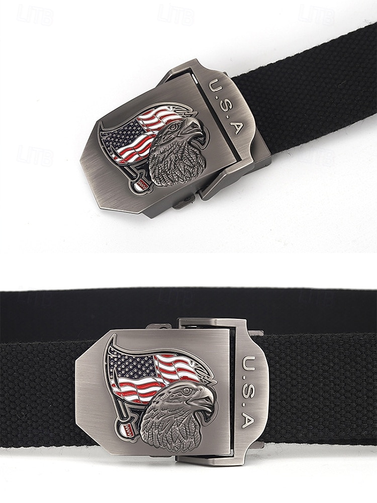 חגורת פוליאסטר מתכווננת לגברים עם אבזם דגל אמריקאי, חגורת מותן פטריוטית רב-צבעונית לאירועי יום השנה ה-250 לארה"ב, יום העצמאות, טיולים, חופשות ולבוש ספורטיבי קז'ואל 2026 - $11.99 –P8