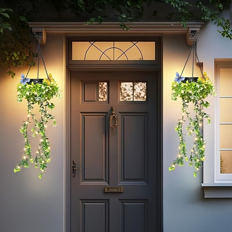 Luci solari da giardino sospese per primavera ed estate, 66 LED realistici con fiori e rampicanti, decorazioni per esterni impermeabili IP65 per giardino, patio e recinzione, accensione automatica 8-12 ore, regalo per la mamma del 2026 a $35.99 –P2
