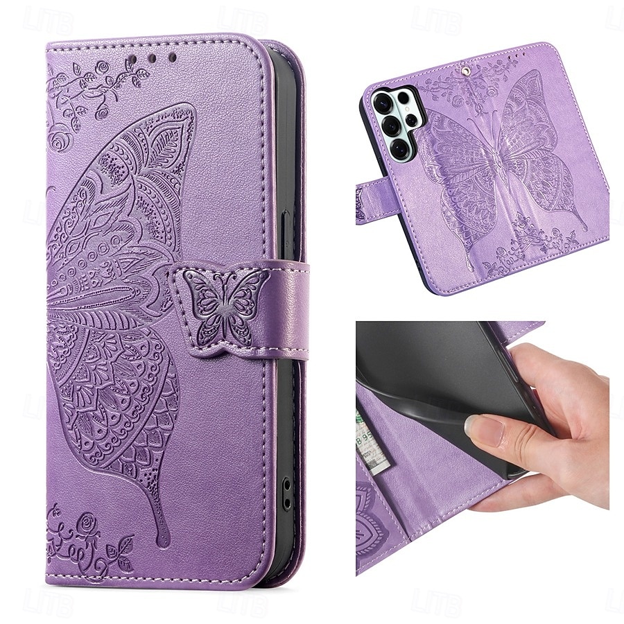 Phone Case For Samsung Galaxy S26 S26 Plus S26 Ultra Wallet Case Flip Cover with Wrist Strap Kickstand Butterfly Retro TPU PU Leather 2026 - $14.99 –P23