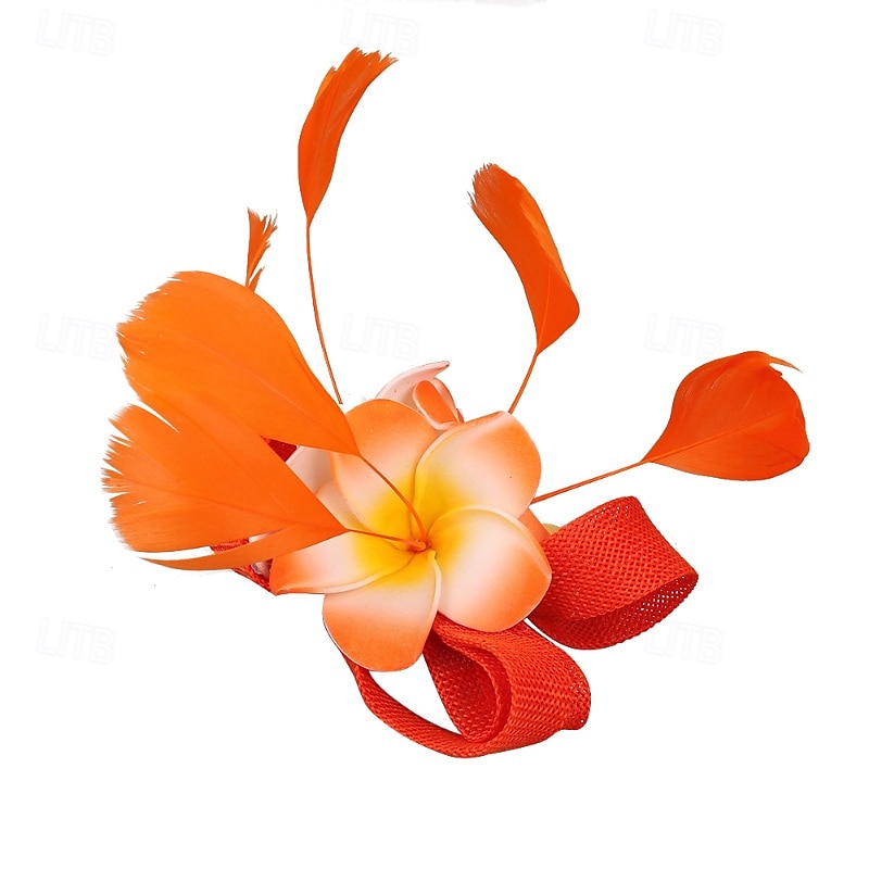 fascinators Linfrø Bryllup Bursdag Årgang søt stil Retro Rød Med Fjær Blomst Hodeplagg Hodeplagg 2026 - $17.49 –P12