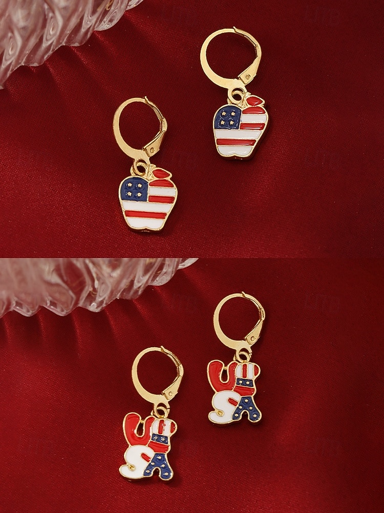 Patriotiska örhängen i legering för kvinnor, hängande örhängen i flera stilar med USA-flaggan för USA:s 250-årsjubileum, självständighetsdagen och vardagskläder 2026 - $11.99 –P11
