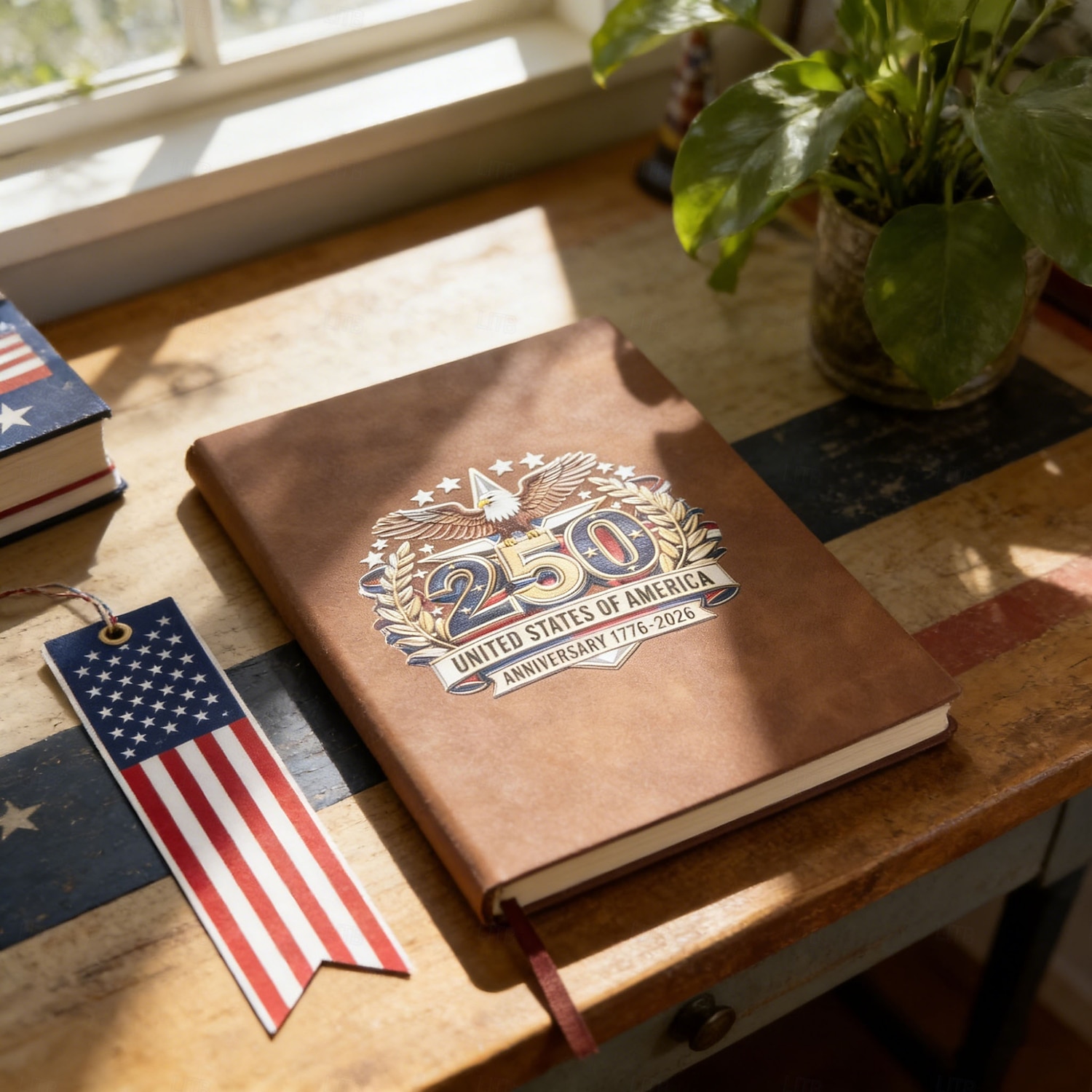 250th America Anniversary Notebook, U.S. 1776–2026 Commemorative Fountain Vegan Leather Journal, 250 Years Freedom Limited Edition Gift, Independence Patriots Journal 2026 - $21.99 –P7