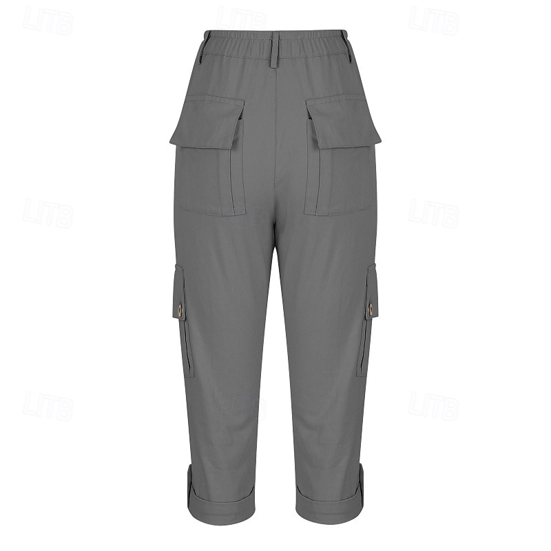 Per donna Pantaloni Cargo Pantaloni capri Chinos Vacanza Streetwear Casual Lunghezza al polpaccio Vita media Semplice Tasca Fascia Elastica Comodo Comodità Inelastico Quotidiano All'aperto Streetwear del 2026 a $33.99 –P9