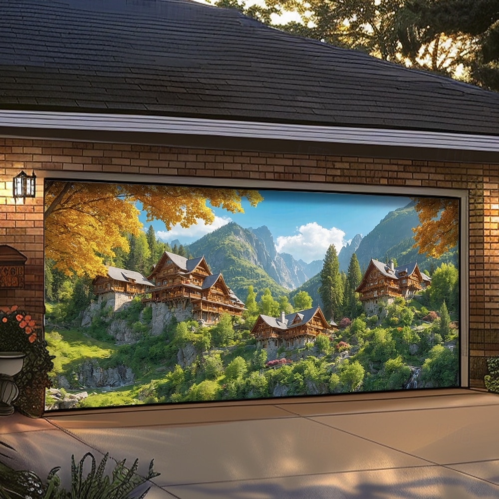 Zauberwald, Magie, leuchtend grüne Bäume, Sonnenlicht, Nebel, Teich, Naturlandschaft, Garagentorbanner, Wandbild, Garten, Hausfassade, Partykulisse 2026 - $49.99 –P6
