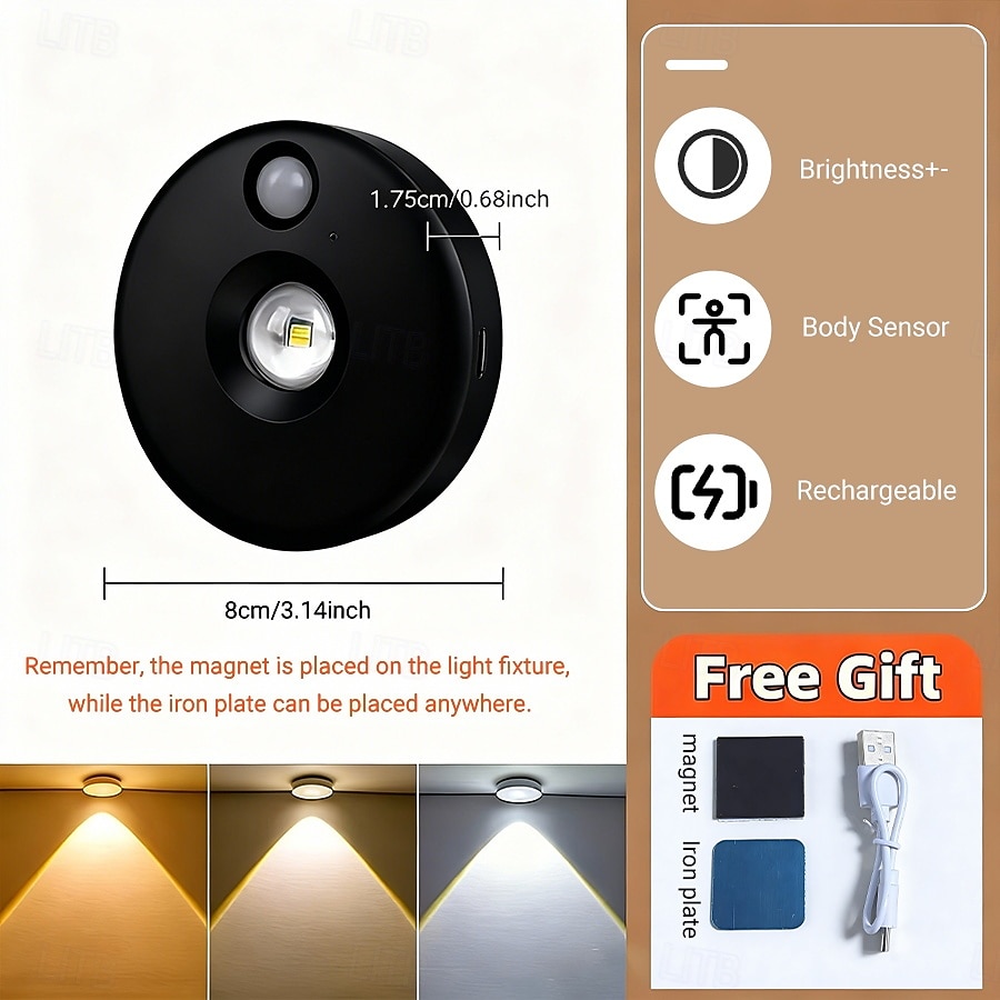 LED Translucent Tri-color Dimmable Touch Control Adjustable Magnetic Light Atmosphere Lamp Energy-saving with Charger Modern Minimalist Wardrobe Bedside Bedroom Study Cabinet Showcase Wine Cabinet Kit 2026 - $8.99 –P9