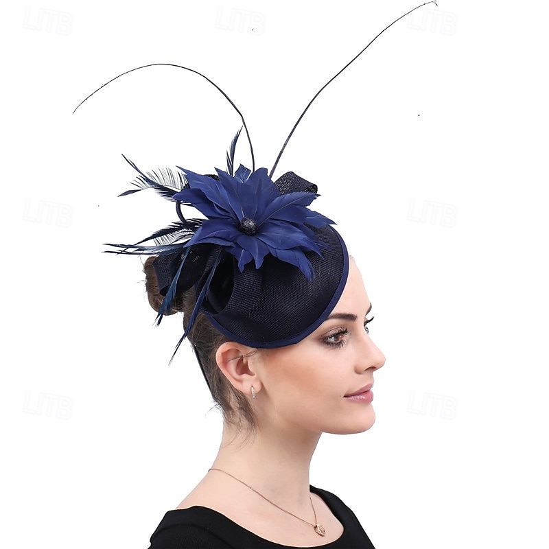 Fascinators Lino Boda Cumpleaños Elegante Vintage Estilo lindo Con Pluma Celada Sombreros 2026 - $28.99 –P4