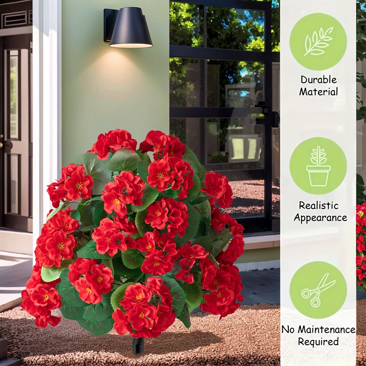 Paletto di fiori artificiali da 20 pollici per decorazioni esterne, gerani multicolore per giardino. &prato, plastica resistente che non sbiadisce, decorazione per tutte le stagioni del 2026 a $29.99 –P4