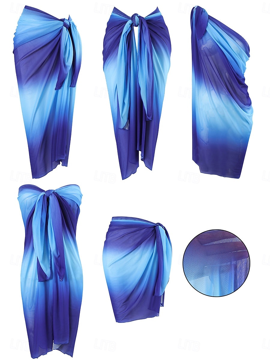 Damen Badeanzug Überwurf Wickeln Rock Bademode Gerafft Urlaub Strandbekleidung Ombre Trägerlos Ärmellos Badeanzüge 2026 - $12.99 –P7