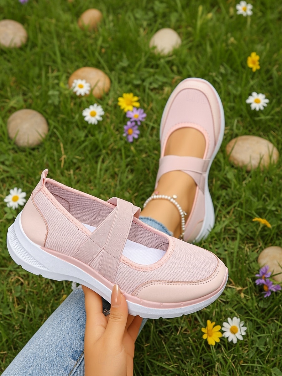 Women's Pink Mary Jane Sneakers – Breathable Lightweight Mesh Slip-On Sport Shoes for Walking, Casual Wear, Travel and Daily Activities 2026 - $24.99 –P6