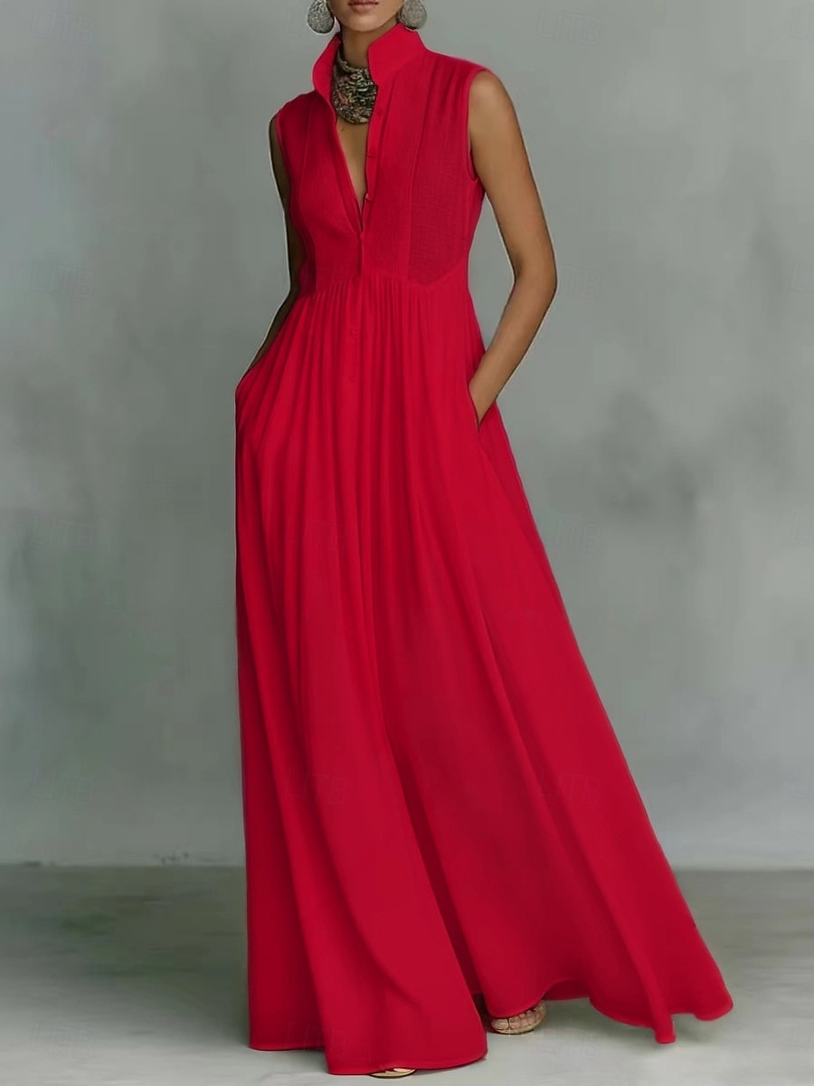 Γυναικεία Μακρύ φόρεμα Κοκτέιλ Φόρεμα Φορέματα σιφόν Κομψό Μοντέρνα Διακοπές Πάρτι Σαββατοκύριακο Χαλαρή Εφαρμογή Σκέτο Αμάνικο Ζιβάγκο Θαλασσί Ανθισμένο Ροζ Ρουμπίνι Πορτοκαλί Καλοκαίρι Άνοιξη 2026 - $41.99 –P3