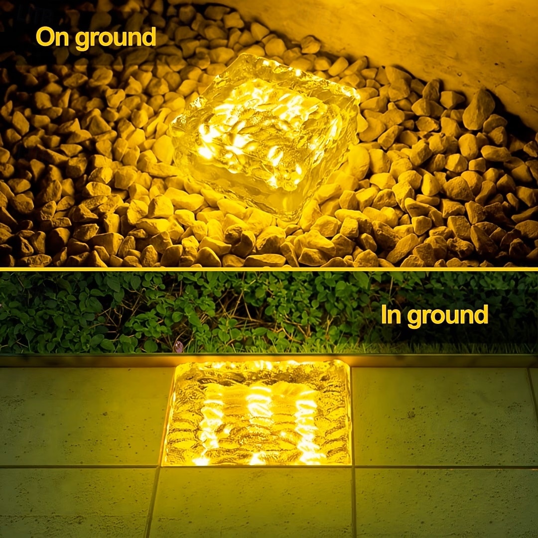 2/4 шт. уличных солнечных садовых светильников, водонепроницаемые светильники в виде ледяных кирпичей для двора, ландшафта, ступеней, дорожек, бассейнов, декоративные солнечные светильники для 2026 - $19.99 –P6