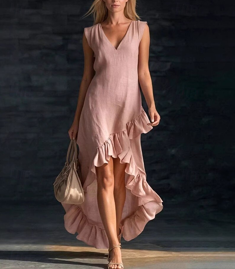 fit and flare beach dress Pink Floral-Print Fit-and-Flare Midi Summer Dress Peach Rose Floral Print / XSmall