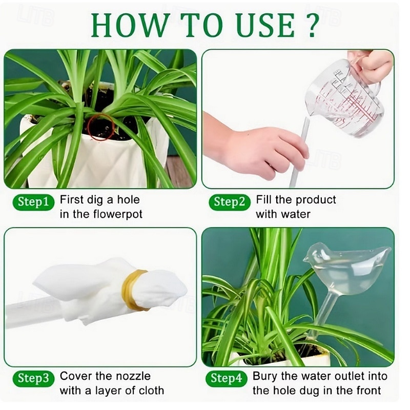 Conjunto de 6 regadores automáticos em formato de pássaro, ideais para regar flores em casa. Design com saída estreita, dispositivo de rega automática, aplicável a plantas em vasos, jardins e de 2026 por $13.99 –P7