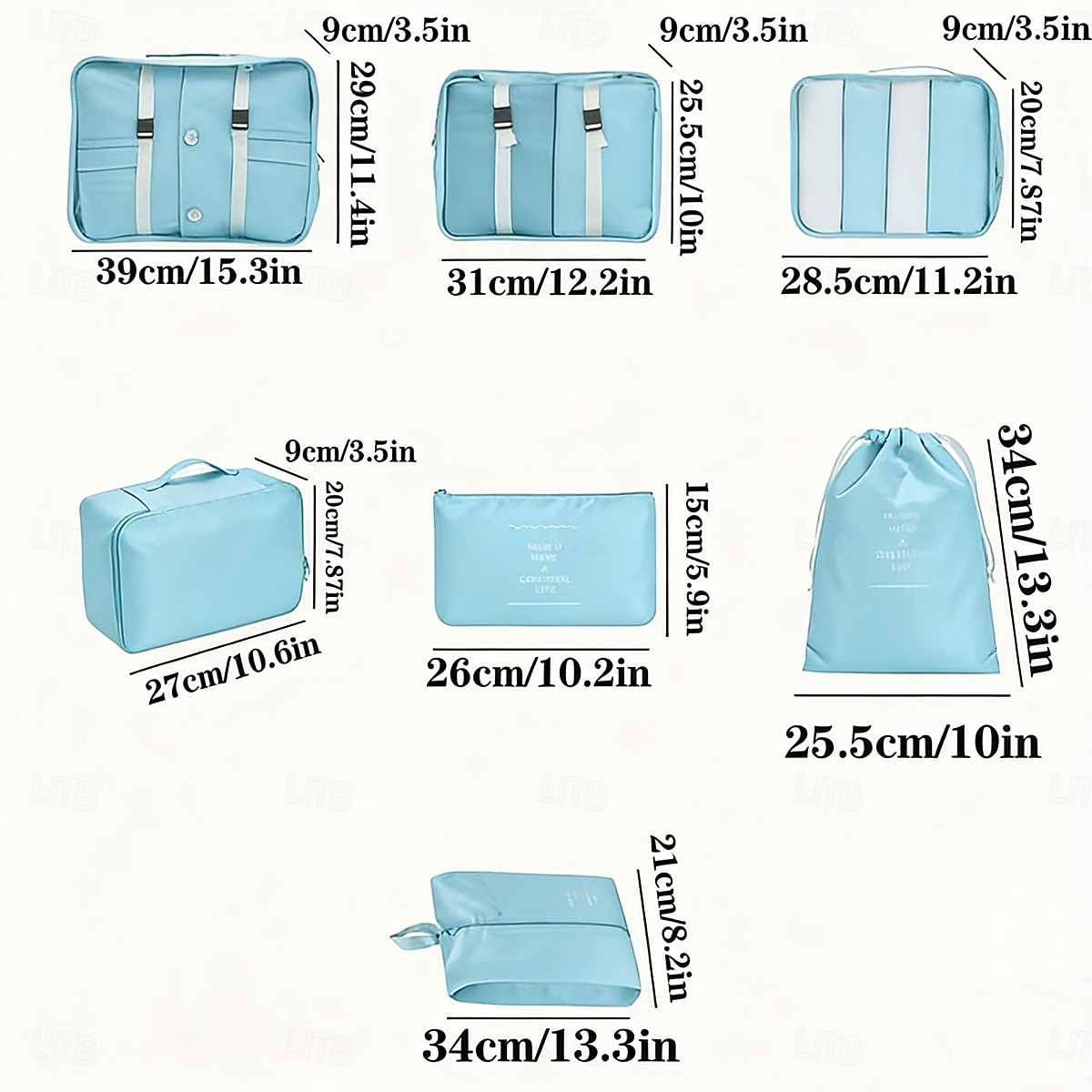 Ensemble de 7 organisateurs de voyage, sacs de rangement portables grande capacité pour vêtements, chaussures et chaussettes, cubes de rangement pour valise de 2026 ? $20.99 –P7