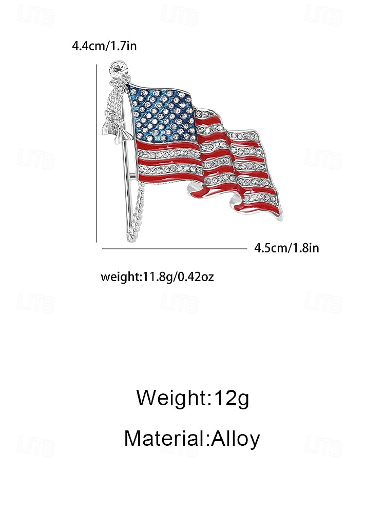 Patriottische brocheset voor dames van legering, goud- en zilverkleurig, 2-delige set met Amerikaanse vlagspelden, perfect voor het 250-jarig bestaan van de VS, Onafhankelijkheidsdag en als casual kleding voor elke dag. 2026 - $11.99 –P9