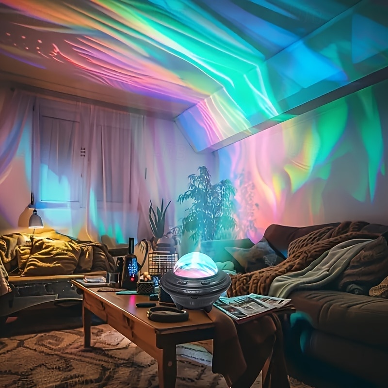 Lampe torche de maison 1plc, ambiance féérique et réglable, huit couleurs, veilleuse originale ronde gyroscopique avec télécommande, projecteur romantique, cadeau créatif, lampe à effet vague, lampe de 2026 ? $23.99 –P4