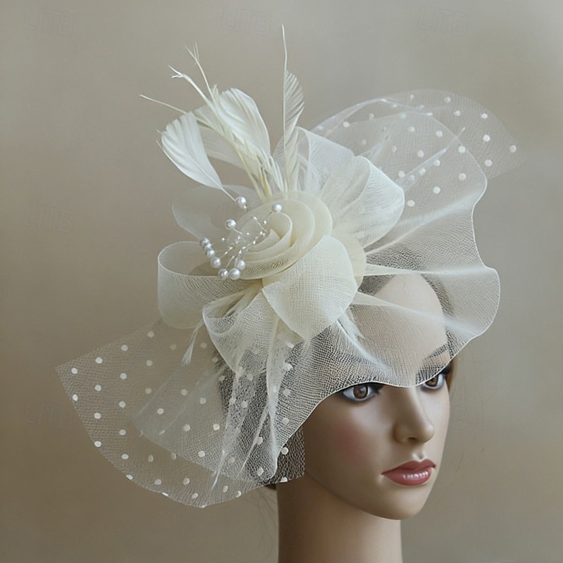 fascinators Veer Netto Bruiloft Verjaardag Vintage leuke Style Met Veer Tule Helm Hoofddeksels 2026 - $17.49 –P5