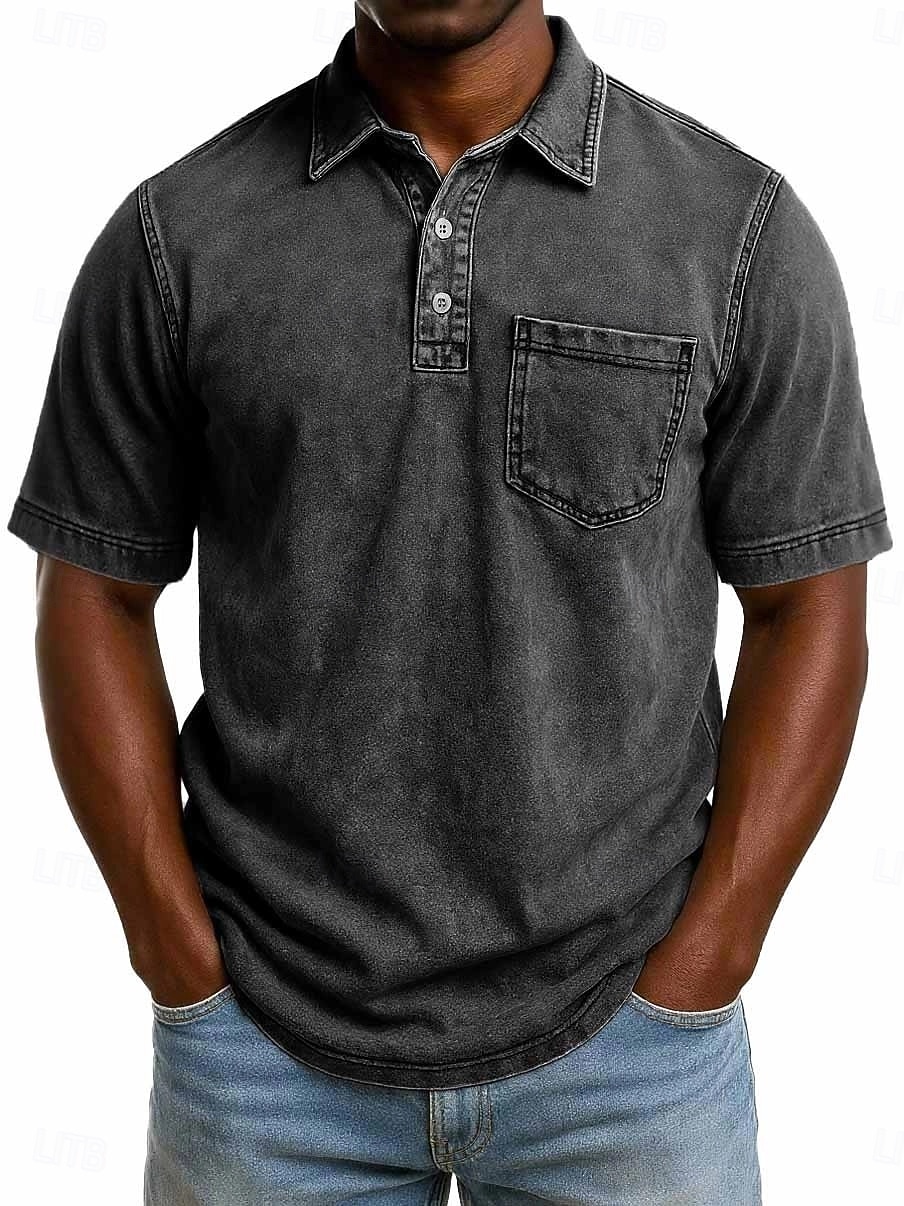 SoftFade™ Miesten Happopesu Paita Puuvilla Polo Paita Rentoa Lomaa Kauluskaveri Värikästä Polo Kaulusta Lyhythihainen Muoti Perus Yksinkertainen Vintage Haalistunut Kesä Kevät Normaalimallinen Musta 2026 - $31.99 –P9