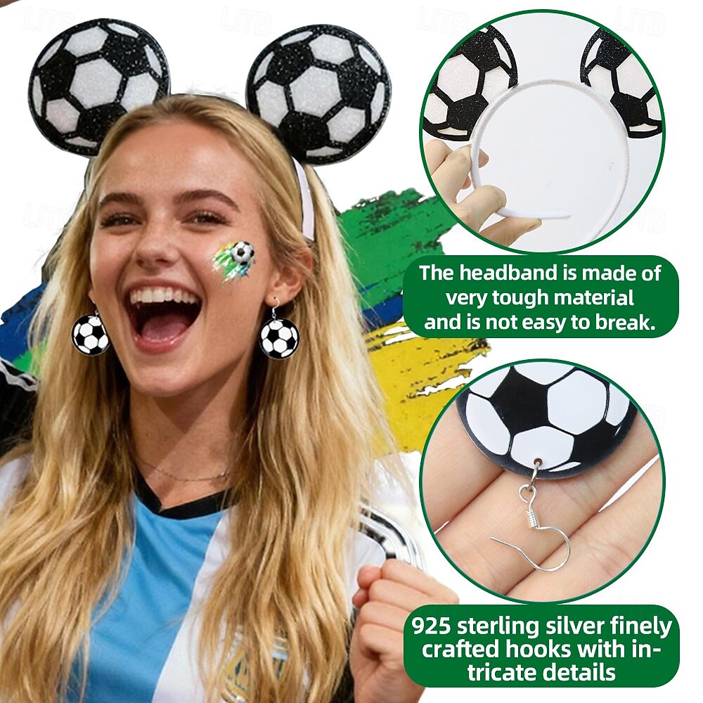 Kit para fanáticos del partido mundial de fútbol de verano de EE. UU., Canadá y México 2026, accesorios para porristas, diademas, aretes, tatuajes adhesivos y accesorios para porristas y apoyo 2026 - $9.99 –P10