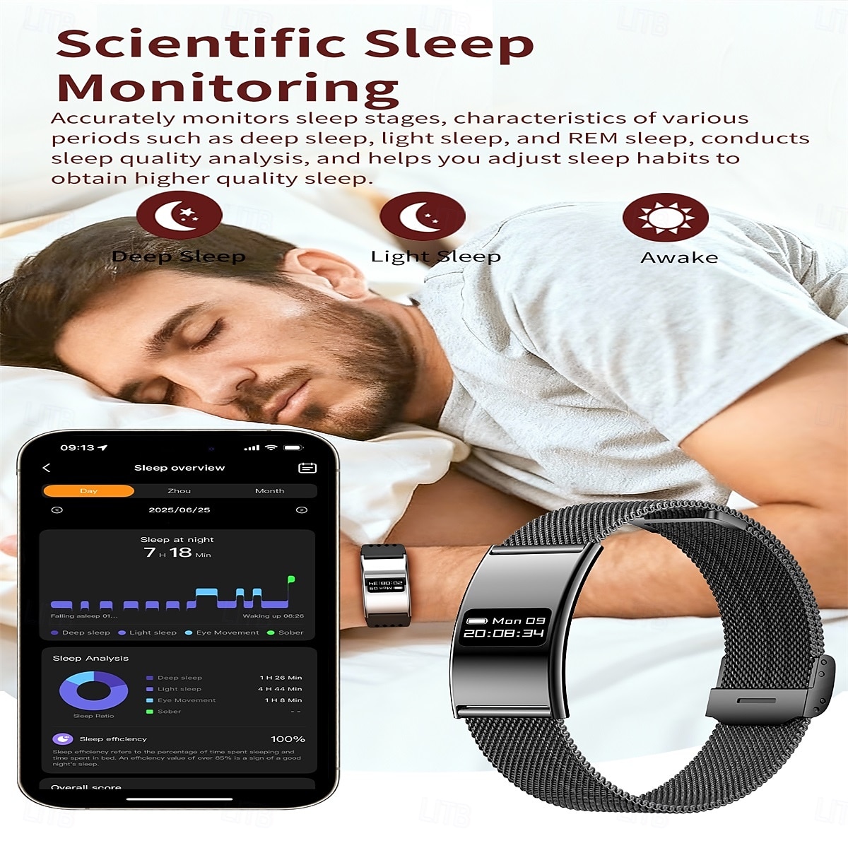 B8 Smart klocka 1.1 tum Smart armband Smartwatch Stegräknare Samtalspåminnelse Sleeptracker Kompatibel med Smartphone Dam Lång standby Vattentät IPX-8 46mm klockfodral 2026 - $56.99 –P7