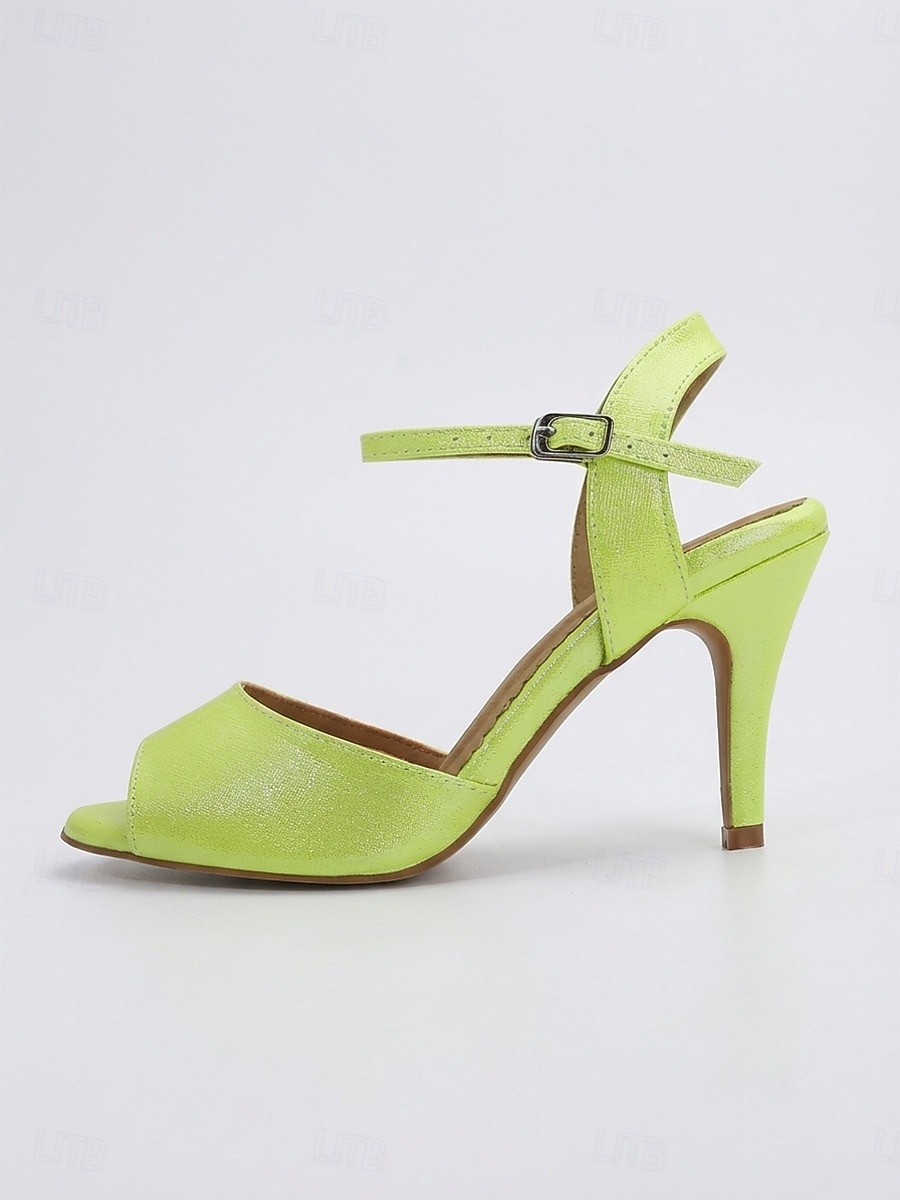 Zapatos blancos de baile latino para mujer con correa en el tobillo, tacones profesionales de salón con punta abierta para salsa y tango. &Zapatillas de baile ligeras y flexibles para practicar y para 2026 - $59.99 –P6