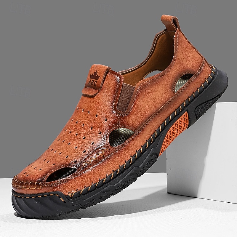 Mocasines casuales de verano de piel sintética para hombre: diseño recortado transpirable, suela flexible y ligera, cómodos para playa, resort, viajes y uso diario. 2026 - $46.99 –P1