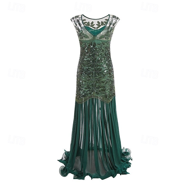 Rugido 20s 1920s Hasta el Tobillo Vestidos Vestido de noche Vestido de fiesta de graduación Sin Mangas El gran Gatsby Tallas Grandes Invitado a la boda Lentejuelas Disfraz Mujer Carnaval Mascarada 2026 - $62.99 –P12