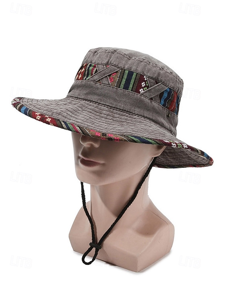 Ανδρικό καπέλο bucket από μείγμα βαμβακιού σε μποέμ στιλ με έθνικ σχέδια, πολύχρωμο σχέδιο – ιδανικό για καθημερινή χρήση και ταξίδια διακοπών 2026 - $11.99 –P7