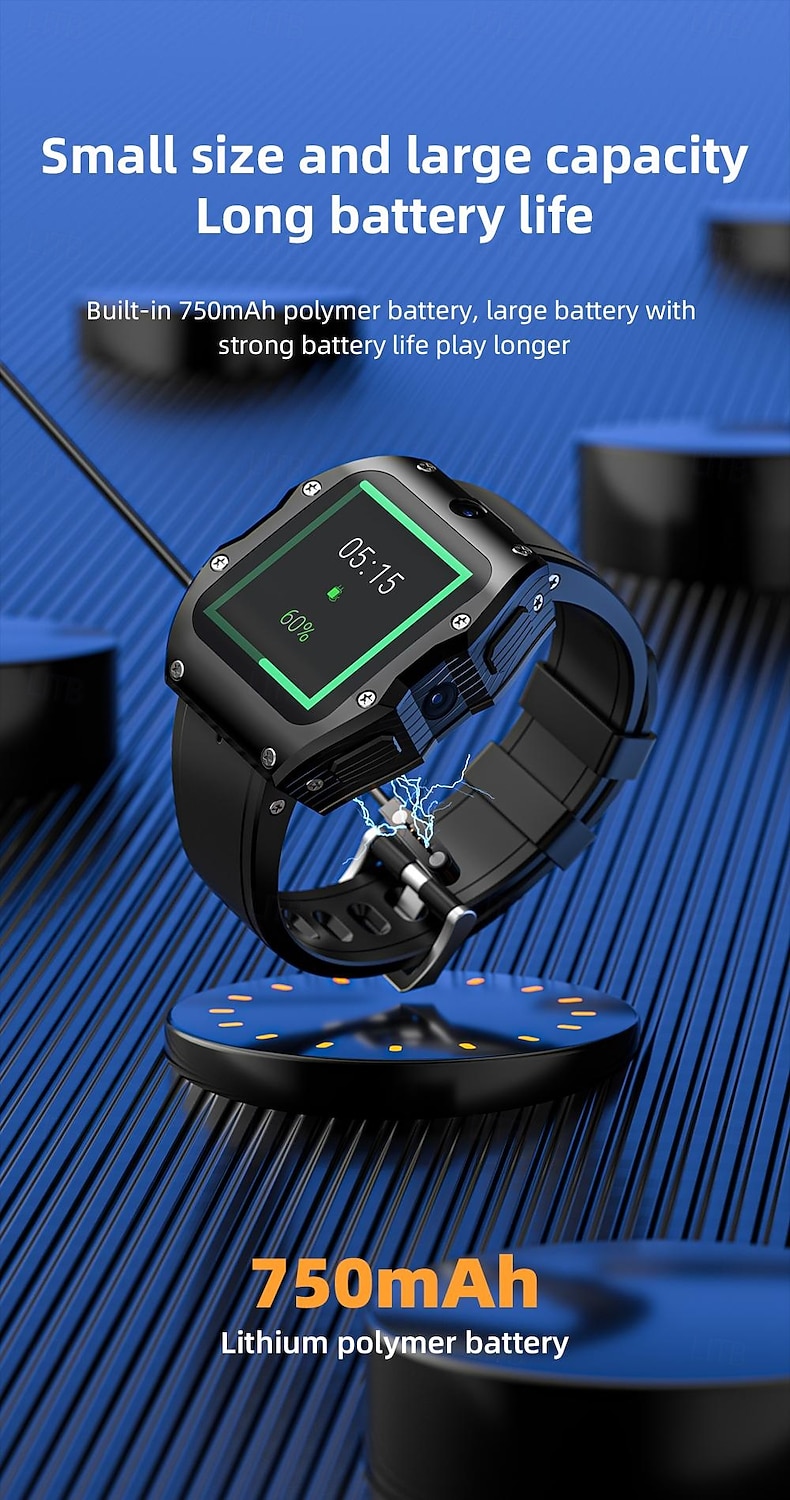Lokmat appllp 3 max smartwatch 2,02 cala 4G LTE komórkowy smartwatch telefon krokomierz przypomnienie o połączeniach monitor aktywności kompatybilny z Androidem, iOS, GPS unisex, połączenia bez użycia rąk, sterowanie multimediami ipx-4 55 mm 2026 - $334.49 –P5