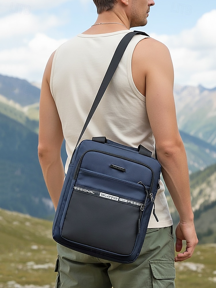 Bolsa transversal masculina de nylon em várias cores, com grande capacidade, múltiplos bolsos e alça ajustável, ideal para uso casual diário, viagens e atividades ao ar livre. de 2026 por $18.99 –P4