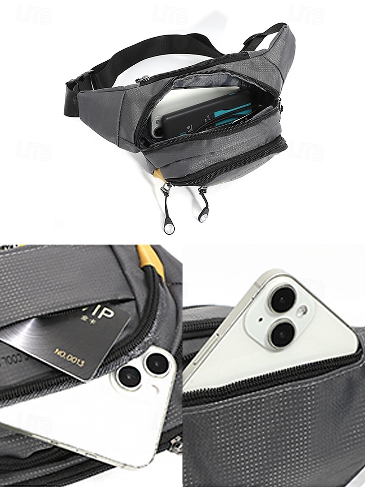 Ανδρική τσάντα μέσης από νάιλον, πολύχρωμη τσάντα μέσης μεγάλης χωρητικότητας με πολλαπλές τσέπες, ρυθμιζόμενη ζώνη, τσάντα χιαστί στήθους για καθημερινή χρήση, πεζοπορία, υπαίθρια αθλήματα και ταξίδια 2026 - $11.99 –P10