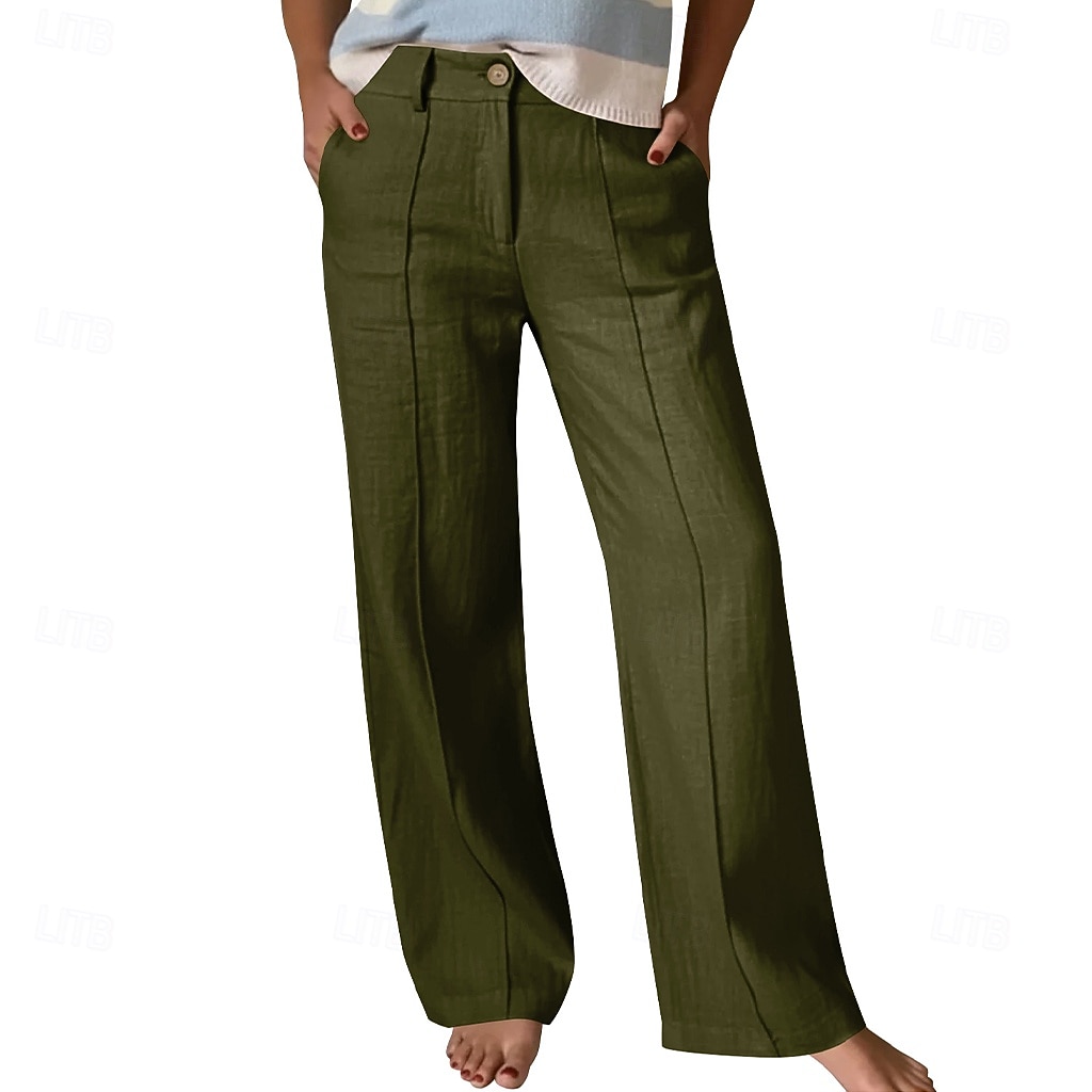 Per donna Pantaloni Pantaloni Estivi Pantaloncini casual Vacanza Moda Casual Quotidiano Lunghezza intera Vita Alta Tinta unica Semplice Cerniera Tasca Gamba Dritta Comodità Morbido Traspirante del 2026 a $28.99 –P8