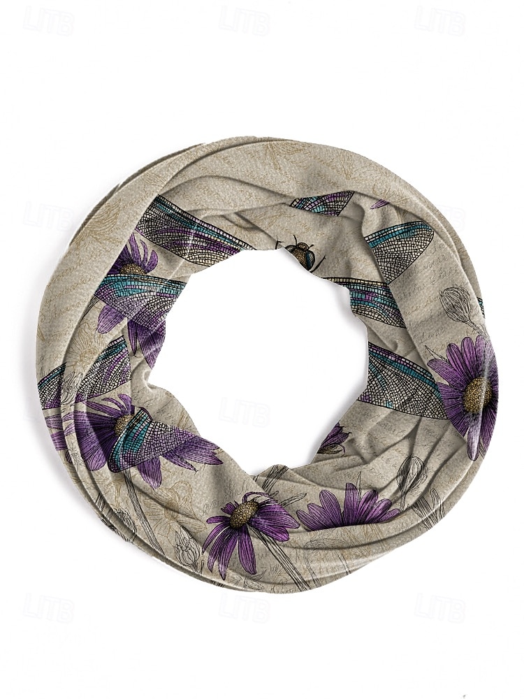 Damhatt i bohemisk polyester med trollslända- och blommönster, flerfärgad, multifunktionell halsduk, perfekt för vardagsbruk, semester och resor 2026 - $11.99 –P7