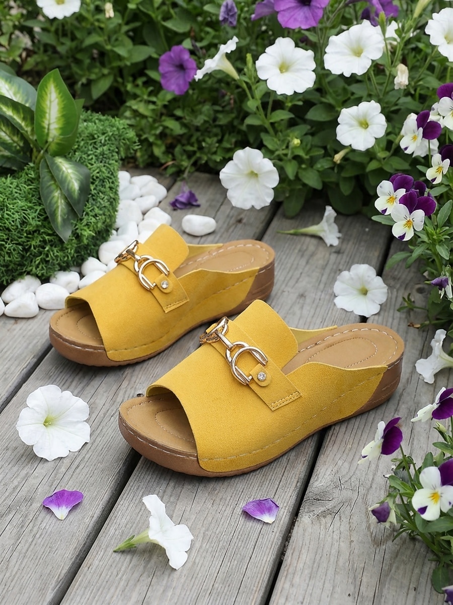 Women's Yellow Open-Toe Mule Slides with Chain – Comfortable Casual Sandals for Daily, Garden Wear and Travel Wear 2026 - $24.99 –P10