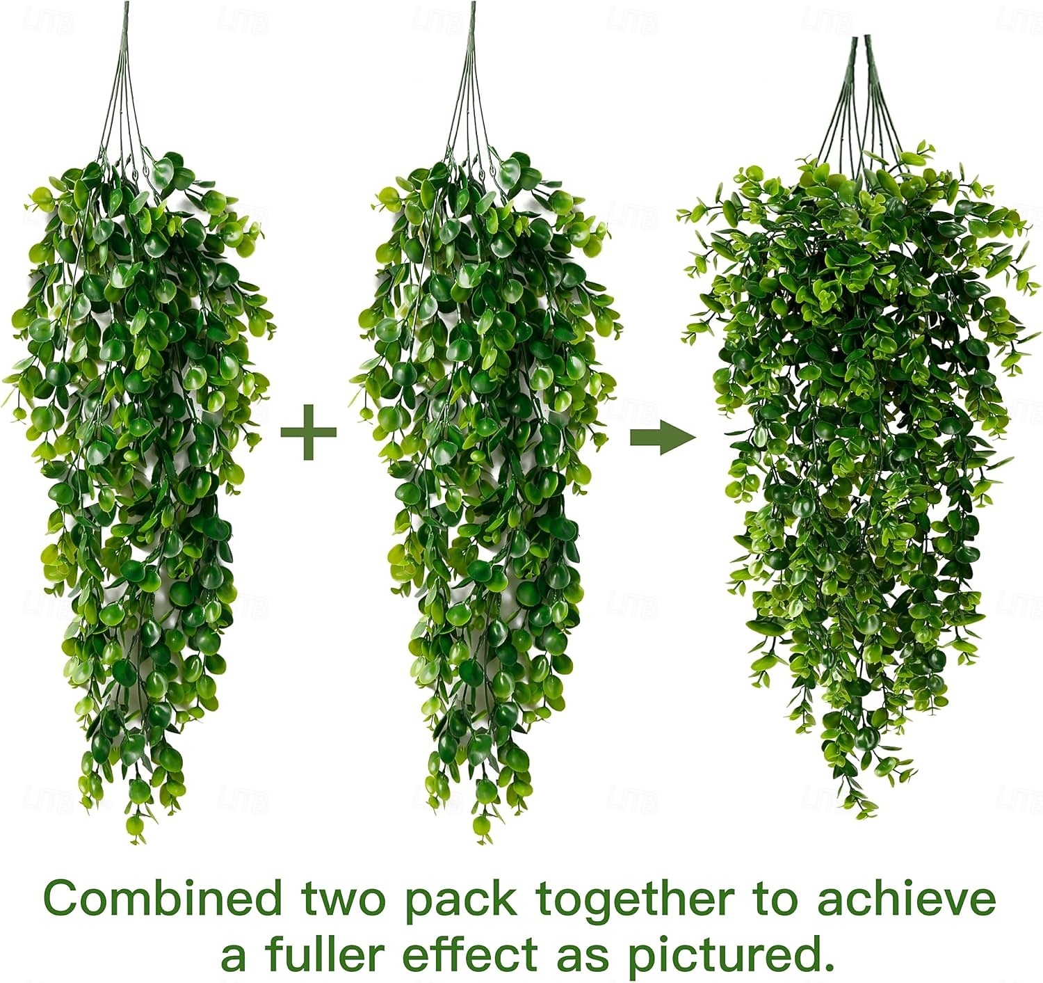 Sada 4 umělých závěsných rostlin, umělé závěsné rostliny, umělé závěsné rostliny eukalyptu, UV odolné plastové rostliny pro vnitřní a venkovní použití, stěnu, svatbu, terasu, verandu, dekoraci 2026 - $16.99 –P2