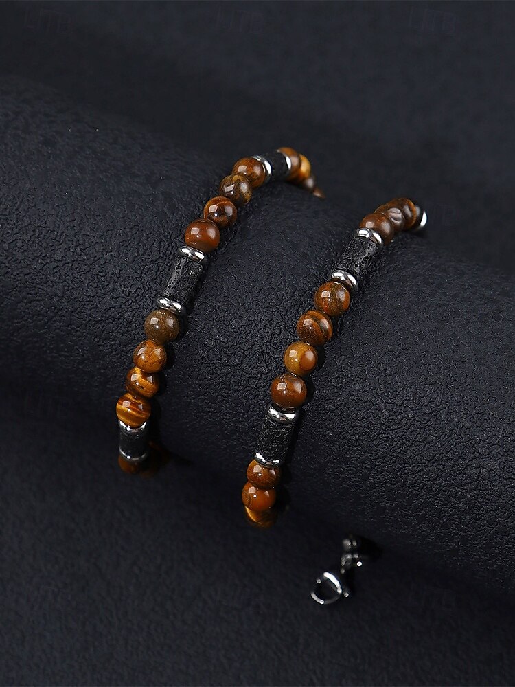 Pánský náhrdelník s přírodními kameny v bohémském stylu, vícebarevný, ideální pro každodenní nošení i dovolenou u moře 2026 - $11.99 –P8