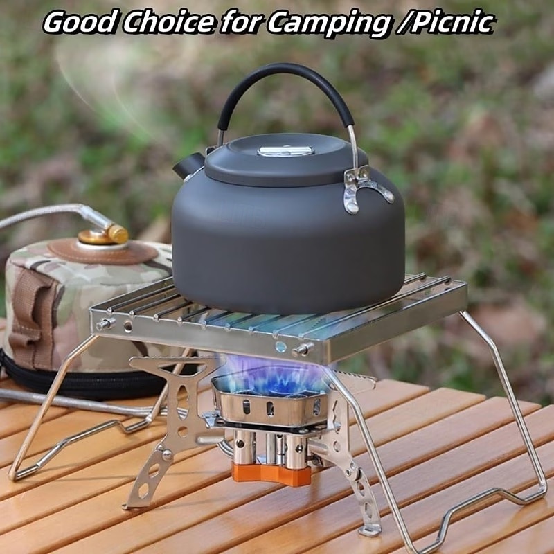 Opvouwbare roestvrijstalen vuurkorfstandaard voor buiten, beschermt voedsel tegen direct contact, geschikt voor kamperen, barbecueën, koken en verwarmen. Een essentieel accessoire voor buitenkoken. 2026 - $15.99 –P5