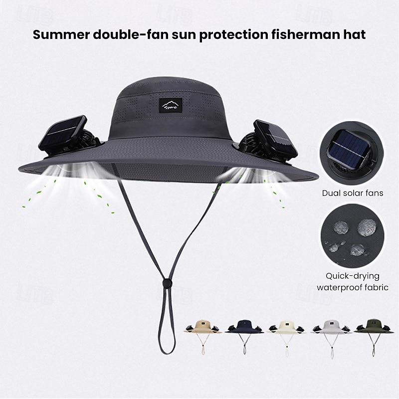 2026 New Solar-Powered Outdoor Sun Hat with Dual Fans, Digital Battery Display, Wide Brim, Lightweight Breathable Cap for Hiking, Fishing, Camping, Travel, Beach, Summer 2026 - $35.99 –P5