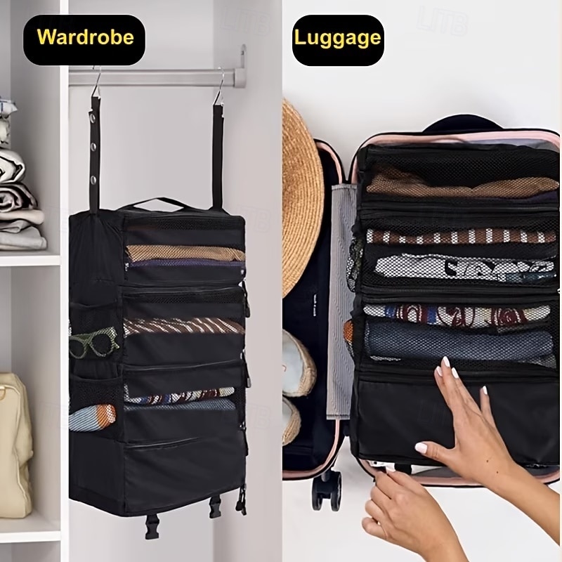 حقيبة تخزين معلقة كبيرة السعة، 4 طبقات، قابلة للطي، متعددة الوظائف، مناسبة لتخزين الملابس، الشماعات، الأمتعة، والملابس الخارجية 2026 - $21.99 –P12