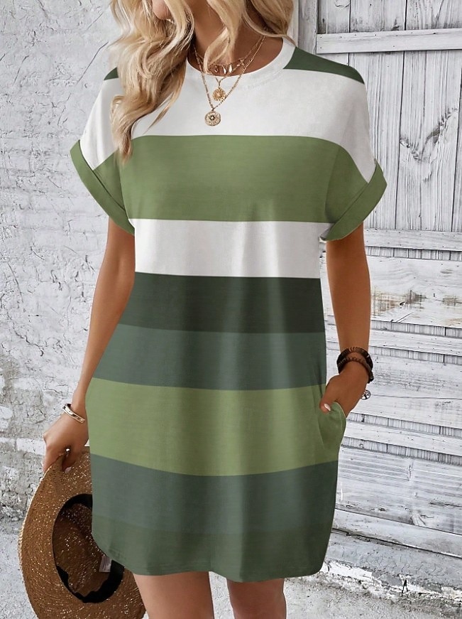 Dames Mini-jurk Zonnejurk Zomerjurk Atletische jurk Casual Dagelijks Verjaardag Feestdagen Normale pasvorm Grafisch Geometrisch Korte mouw Strakke ronde hals Groen Zomer Lente 2026 - $25.99 –P1