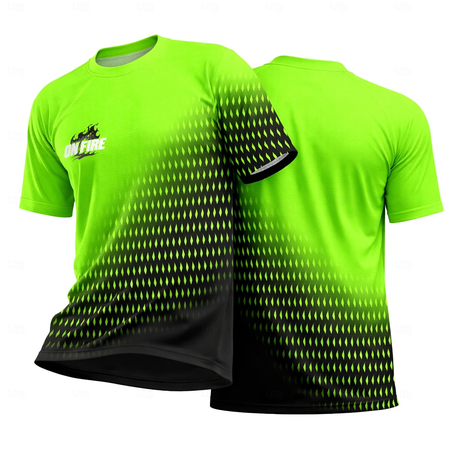 2026年 男性用 サッカーユニフォーム 幾何学模様 勾配 文字＆番号 ランニングトップ アスレチックTシャツ 夏 半袖 UPF 50 速乾性 吸汗性 高通気性 トーナメント サッカー ジム ランニング しつけ用品 スポーツ グリーンとブラック スポーツウェア アクティブウェア  コレクション – $18.99 –P2