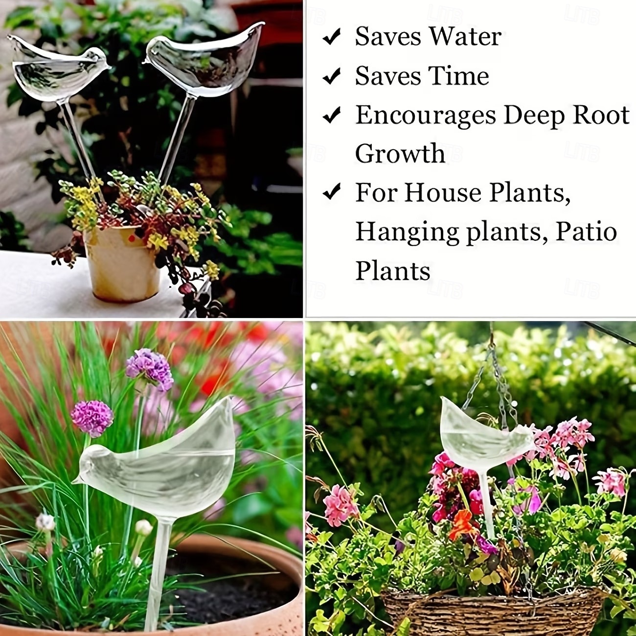 Conjunto de 6 regadores automáticos em formato de pássaro, ideais para regar flores em casa. Design com saída estreita, dispositivo de rega automática, aplicável a plantas em vasos, jardins e de 2026 por $13.99 –P8