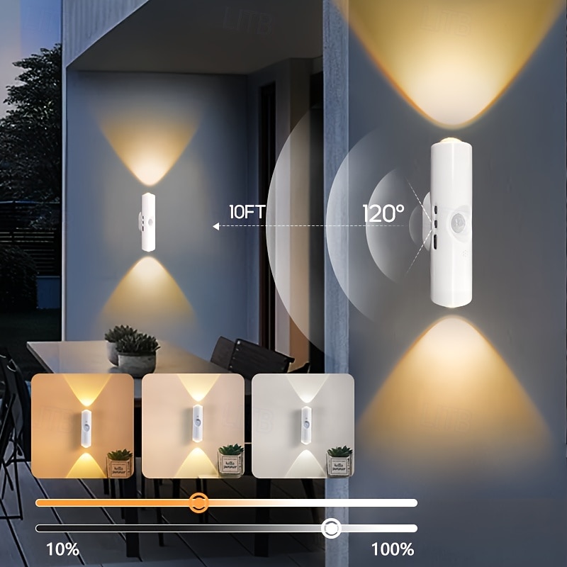 4 Pcs Magnetic Smart Motion Sensor USB Rechargeable Night Lights, Tri-Color Dimmable with Stepless Brightness, 3 Lighting Modes, LED Lamps for Indoor Use, Staircase, Bathroom, Hallway 2026 - $26.99 –P2