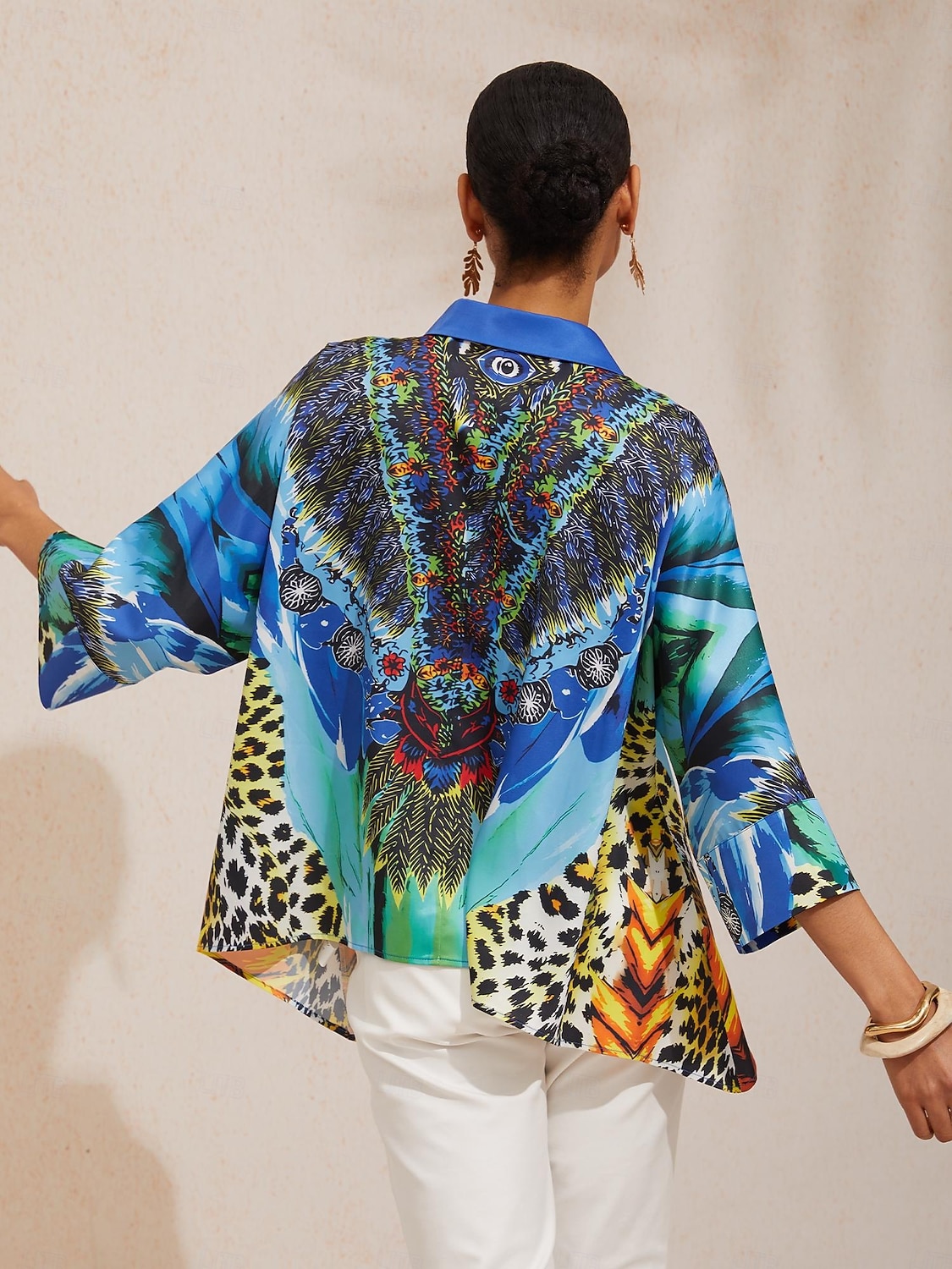 viidakkovillijuhla silkkinen satiinipaita dolmanhihoilla 2026 - ₩105507 –P4