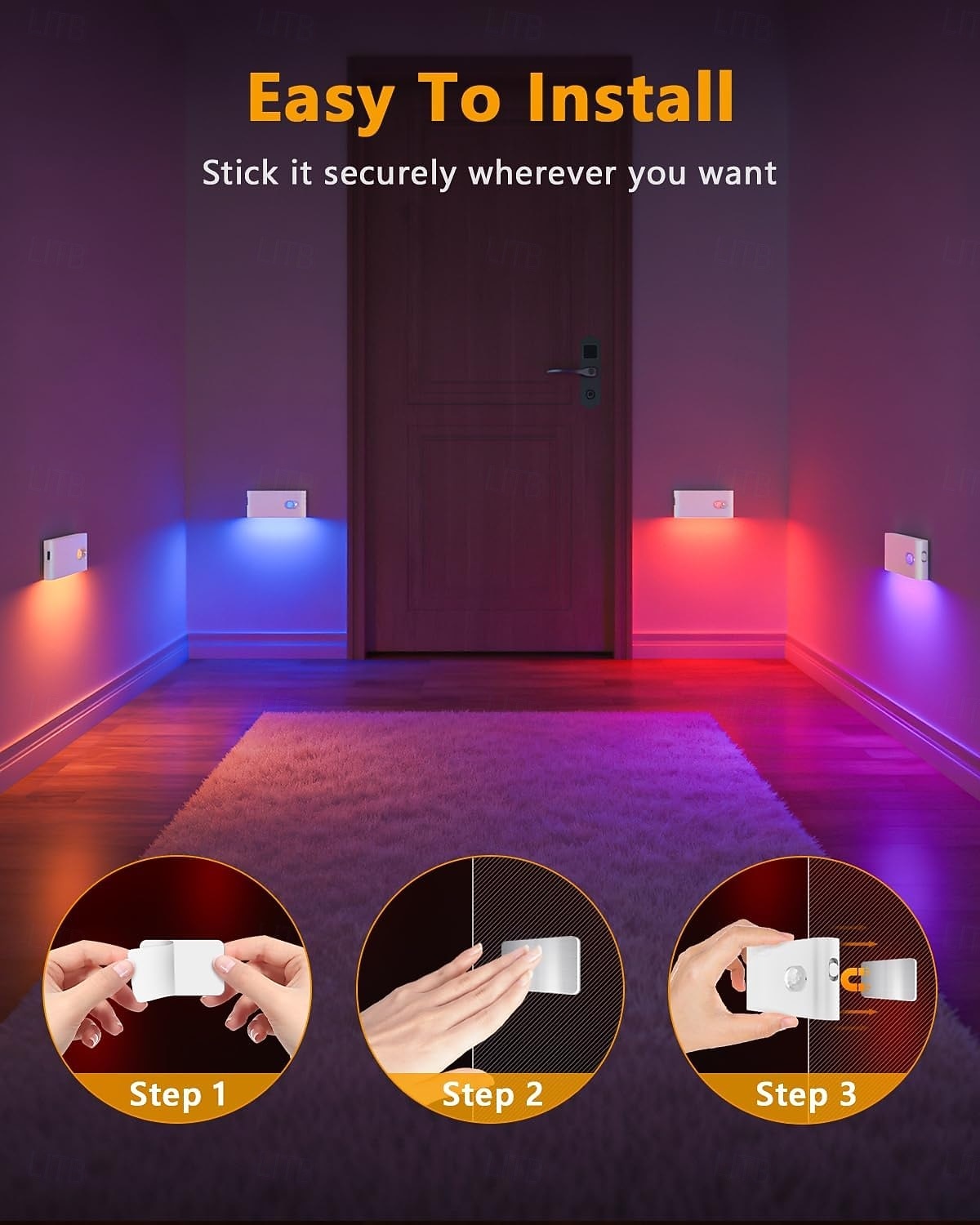2/4 Packs Stair Lights Indoor, RGB & Warm White Motion Sensor Night Light, Color Changing Motion Sensor Light Indoor, Rechargeable Night Light for Stair,Hallway, Bathroom, Cabinet, Closet, Kitchen 2026 - $17.99 –P3